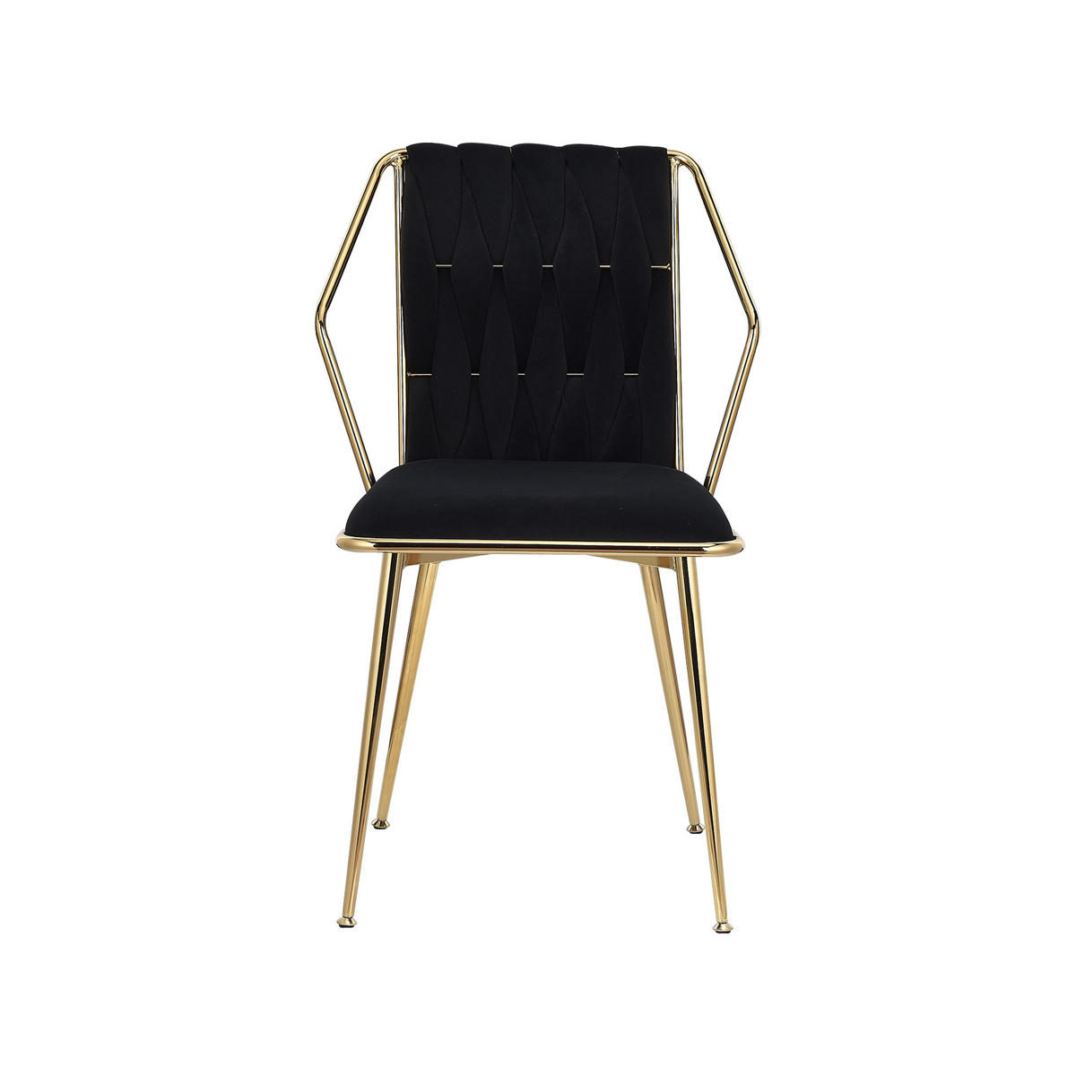 ESSZIMMERSTUHL 2er Set aus Samt, Beige - Schwarz, Metall (44/84.5/44cm)