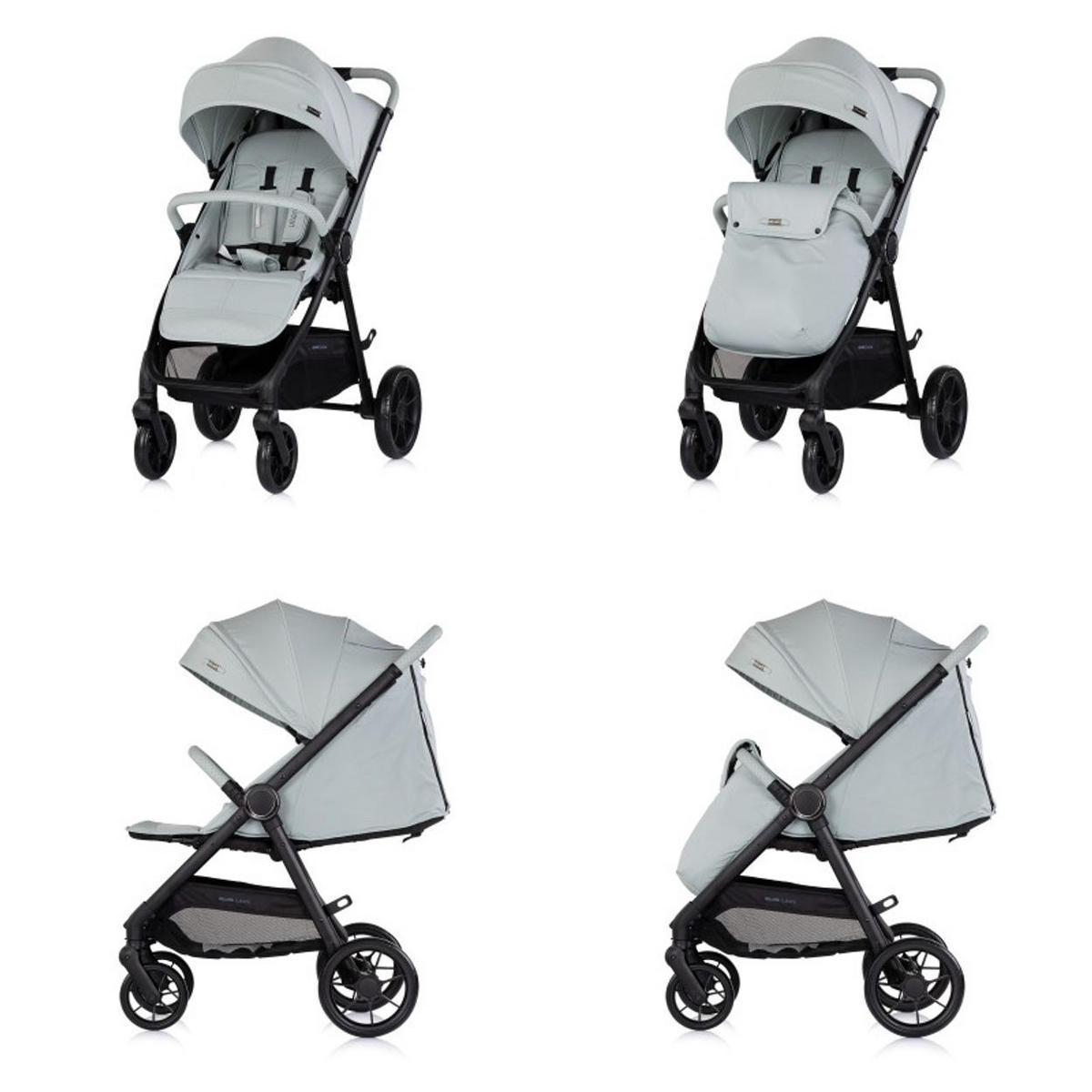 KINDERWAGEN Ultera türkis klappbar Korb Federung Hinterradbremse Gurt - Türkis, Metall (75/56/102cm) - Chipolino