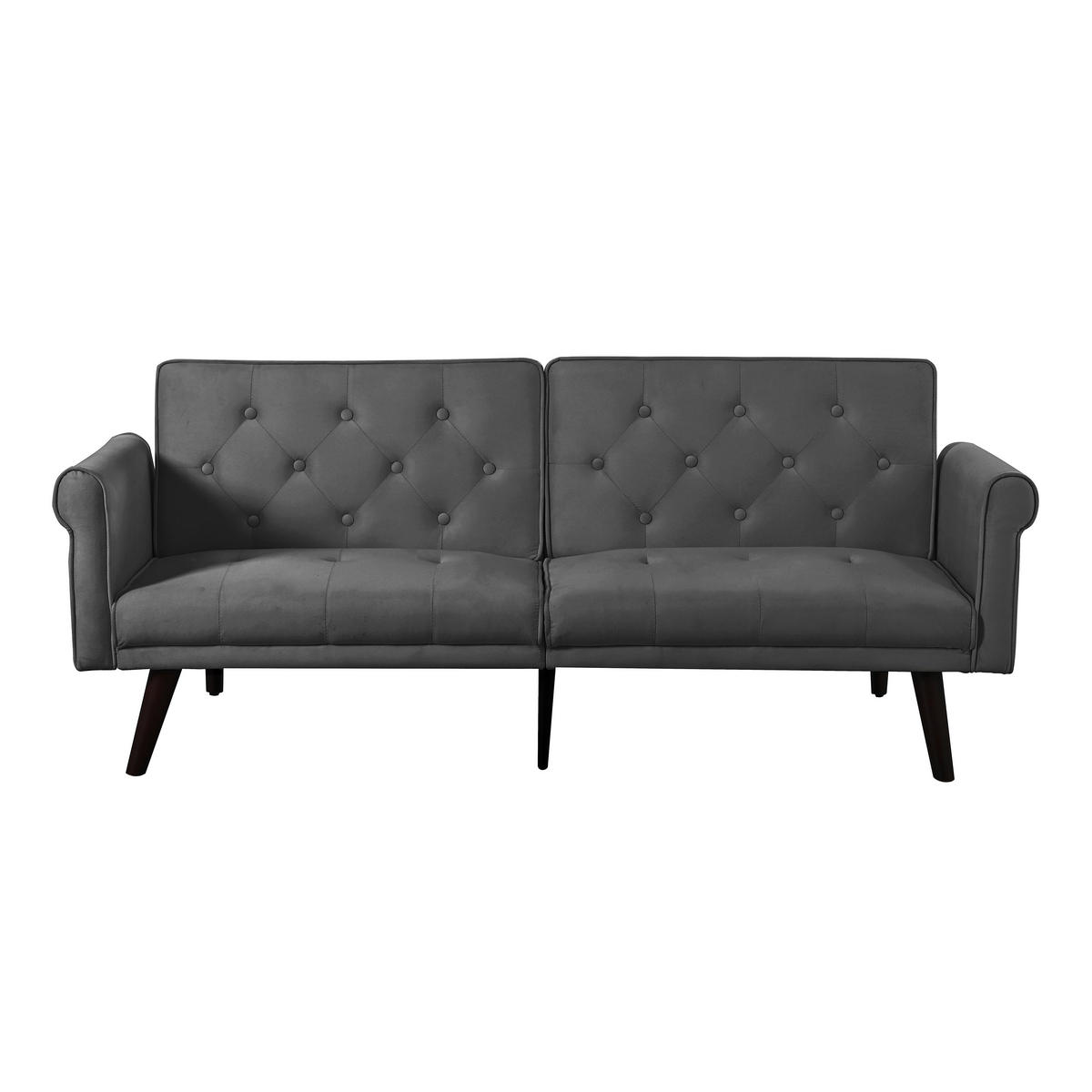 SCHLAFSOFA 150/89/70 cm in Grau Samt mit Verstellbarer Rückenlehne - Grau, Textil (172/70/89cm) - Oxeza