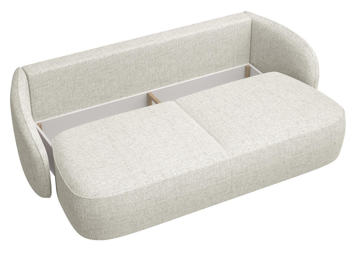 3-SITZER-SOFA Savoy Cremeweiß mit Schlaffunktion - Creme/Schwarz, Kunststoff/Textil (254/96/105cm) - Selsey