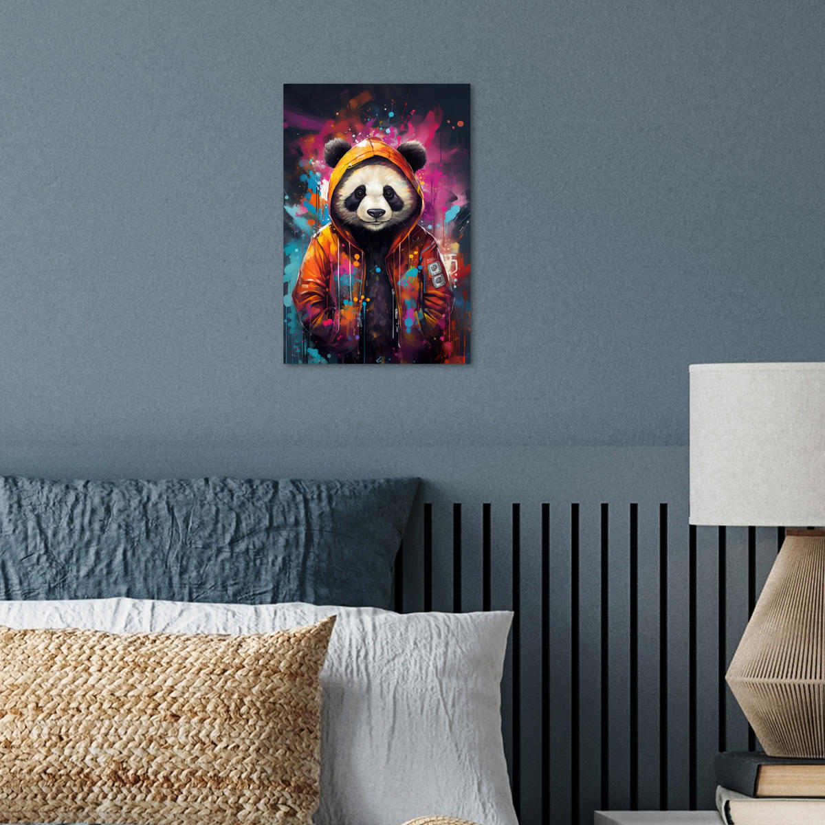 POSTER Panda - Jacke - Graffiti - Orange 20x30 cm - Orange, Papier (20/30/0.1cm) - MuchoWow