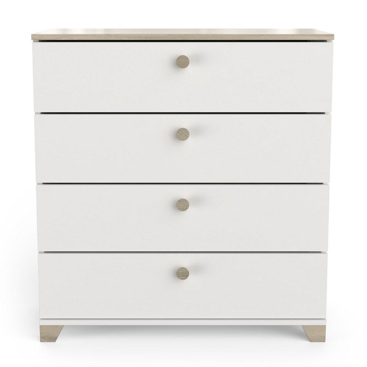 KOMMODE mit 4 Schubladen, Dekor Eiche Kronberg und Weiß - L79,7 cm - Apfelbaumfarben, Holzwerkstoff (41.9/85.1/79.7cm) - Calicosy