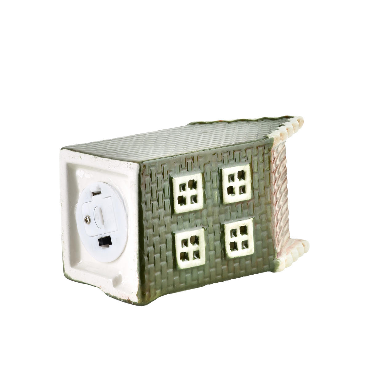 LED-LATERNENHAUS Hytte Grün 5,6x5,2x11 cm Keramik - Grün, Keramik (5.2/11/5.6cm) - Mondex