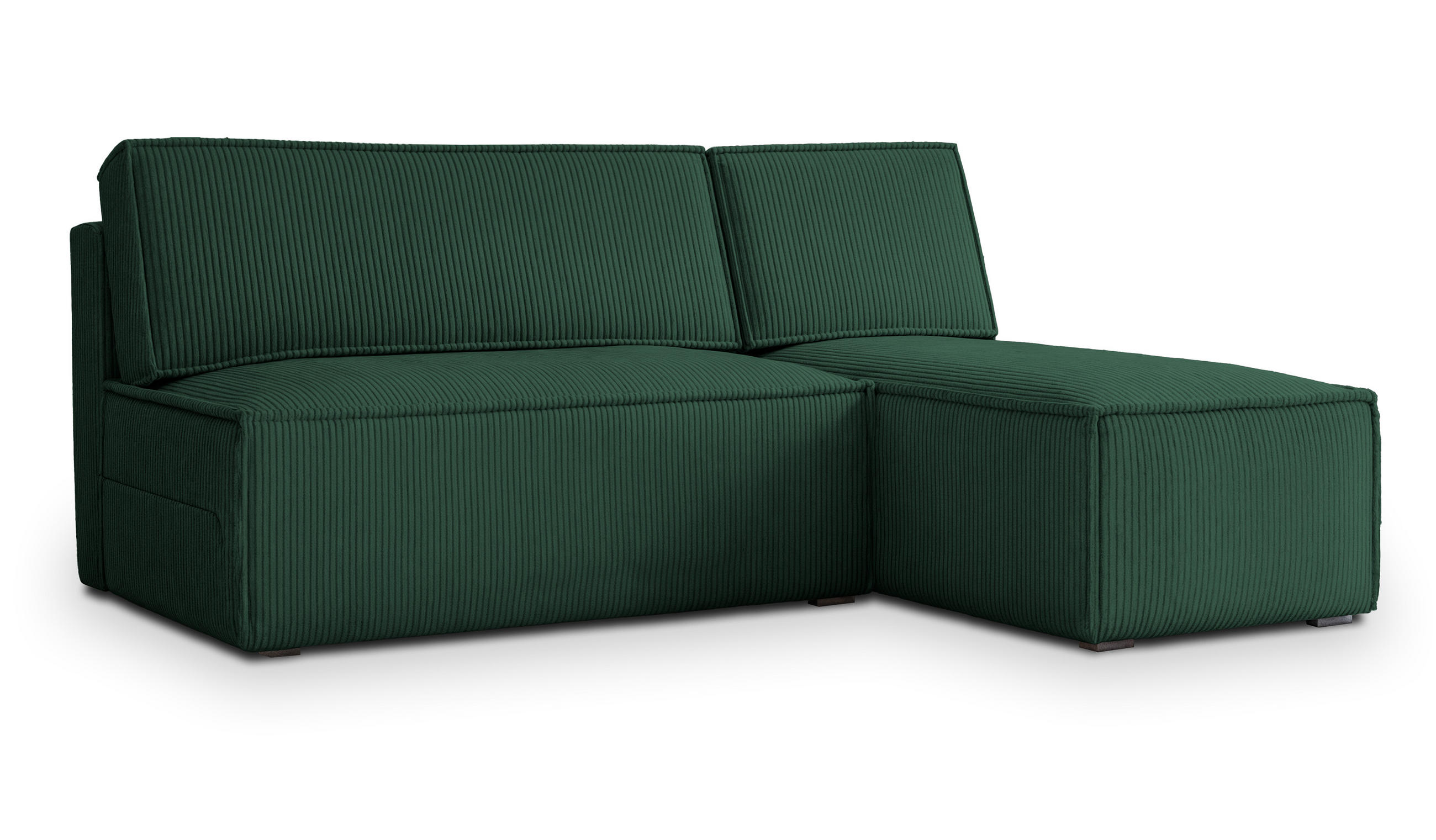 ECKSOFA BRISO P Grün Kordstoff mit Schlaffunktion - Grün, Holz (200/140cm) - MASSENO