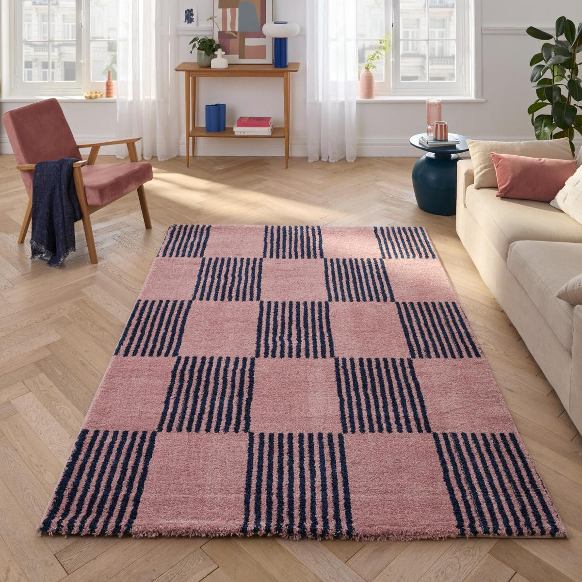 TEPPICH vintage mit blumenmuster blau Groovy 200x280 cm - Blau, Textil (200/280cm) - Nazar Rugs