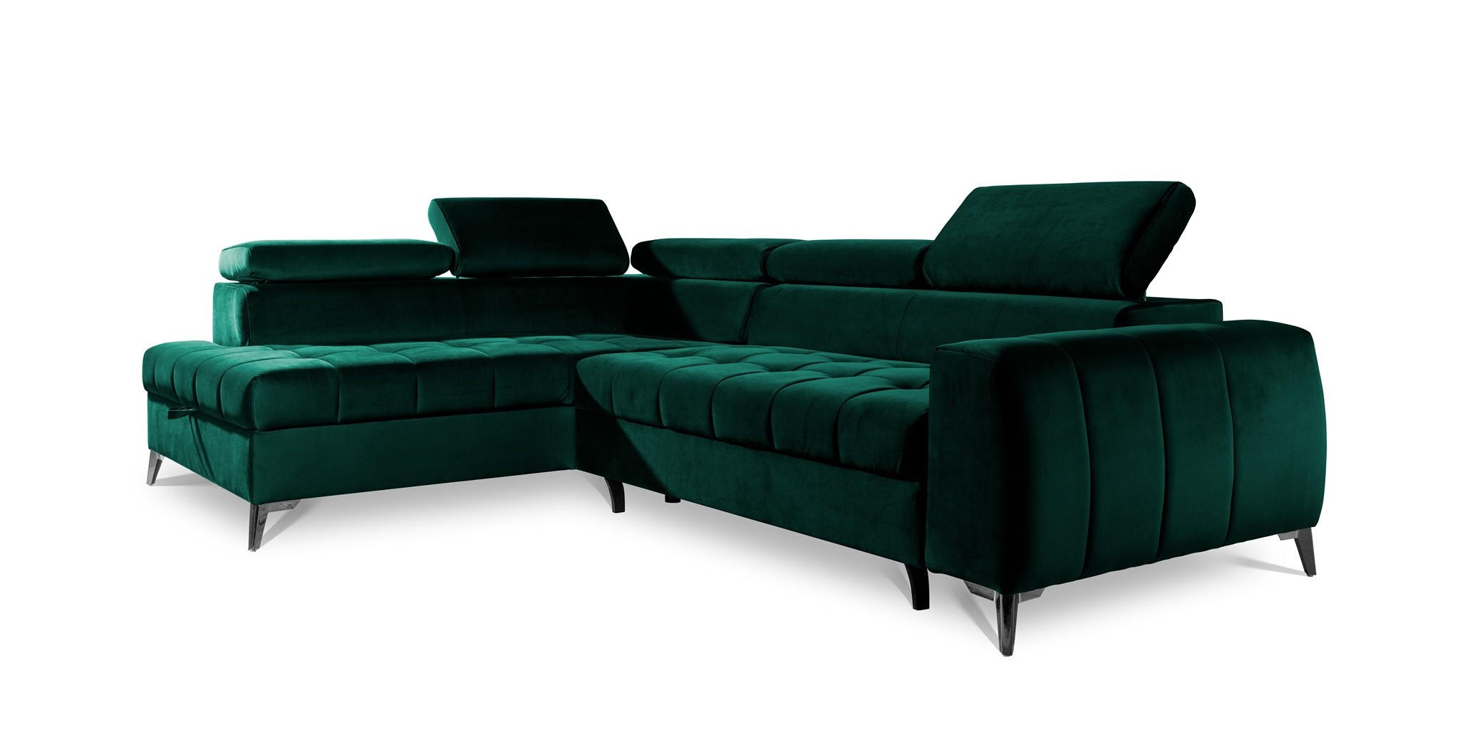 ECKSOFA Schlafsofa Agnesa In Salvador - Dunkelgrün, Holzwerkstoff/Textil (275/200cm) - Fun Möbel