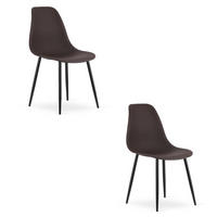 ESSZIMMERSTUHL 2-er Set KALEO Kaffeesitz, schwarze Beine - Schwarz/Braun, Kunststoff (46/84/51cm) - Valora