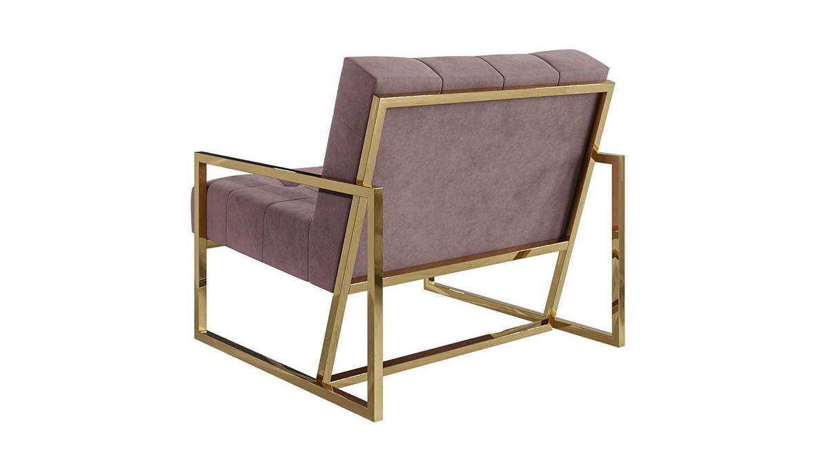 LOUNGESESSEL Duban Rosa Samtstoff - Pink/Goldfarben, Holz/Textil (84/81/89cm) - S-Style Möbel