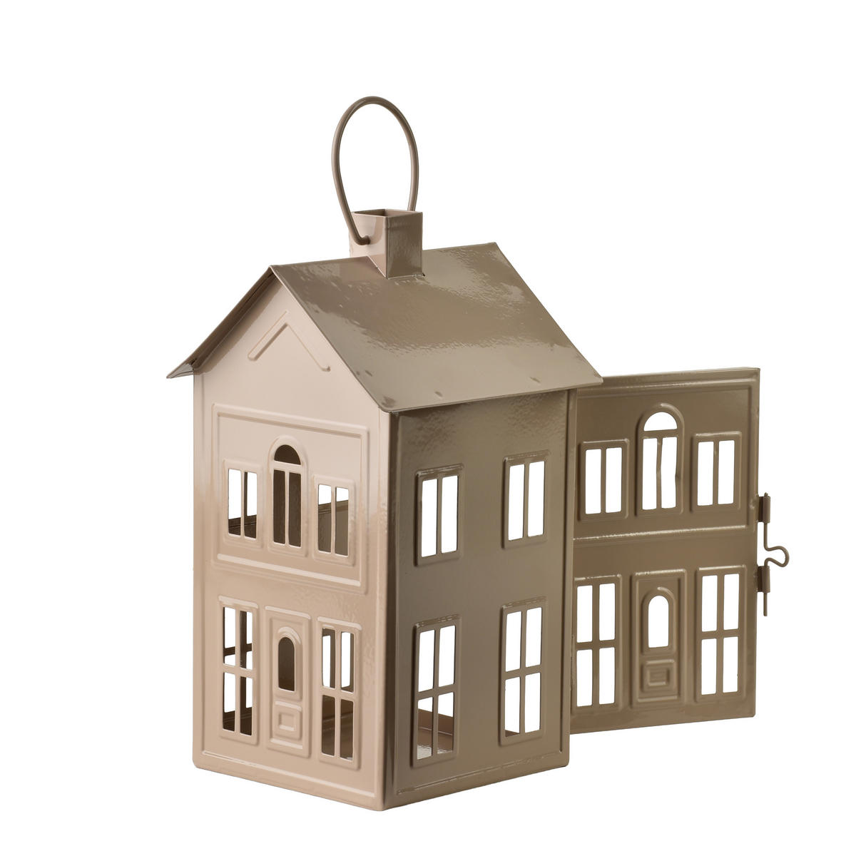LATERNENHAUS Roger Beige 14,8x14,3xh26,8 cm Metall - Beige, Metall (14.3/26.8/14.8cm) - Mondex