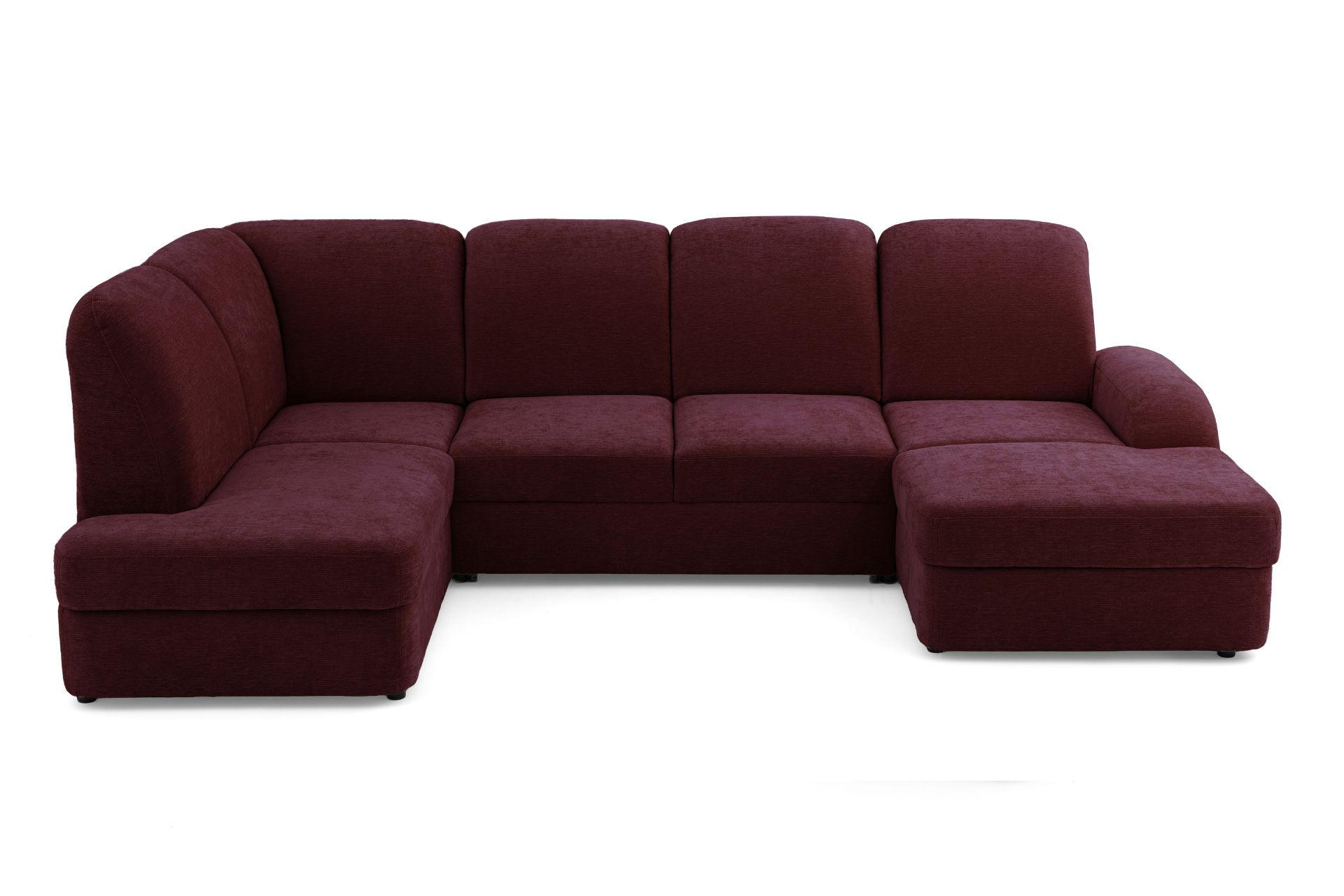 ECKSOFA VIBE U Links mit Schlaffunktion 129x263 Chenille Bordeaux - Bordeaux/Schwarz, Holz/Kunststoff (280/102/186cm) - Muffo