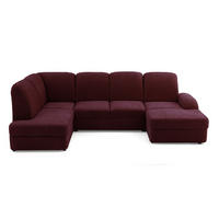 ECKSOFA VIBE U Links mit Schlaffunktion 129x263 Chenille Bordeaux - Bordeaux/Schwarz, Holz/Kunststoff (280/102/186cm) - Muffo