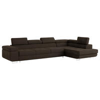 ECKSOFA VICENTE Braun Velours-Stoff mit Schlaffunktion - Braun, Holz (346/202cm) - MASSENO
