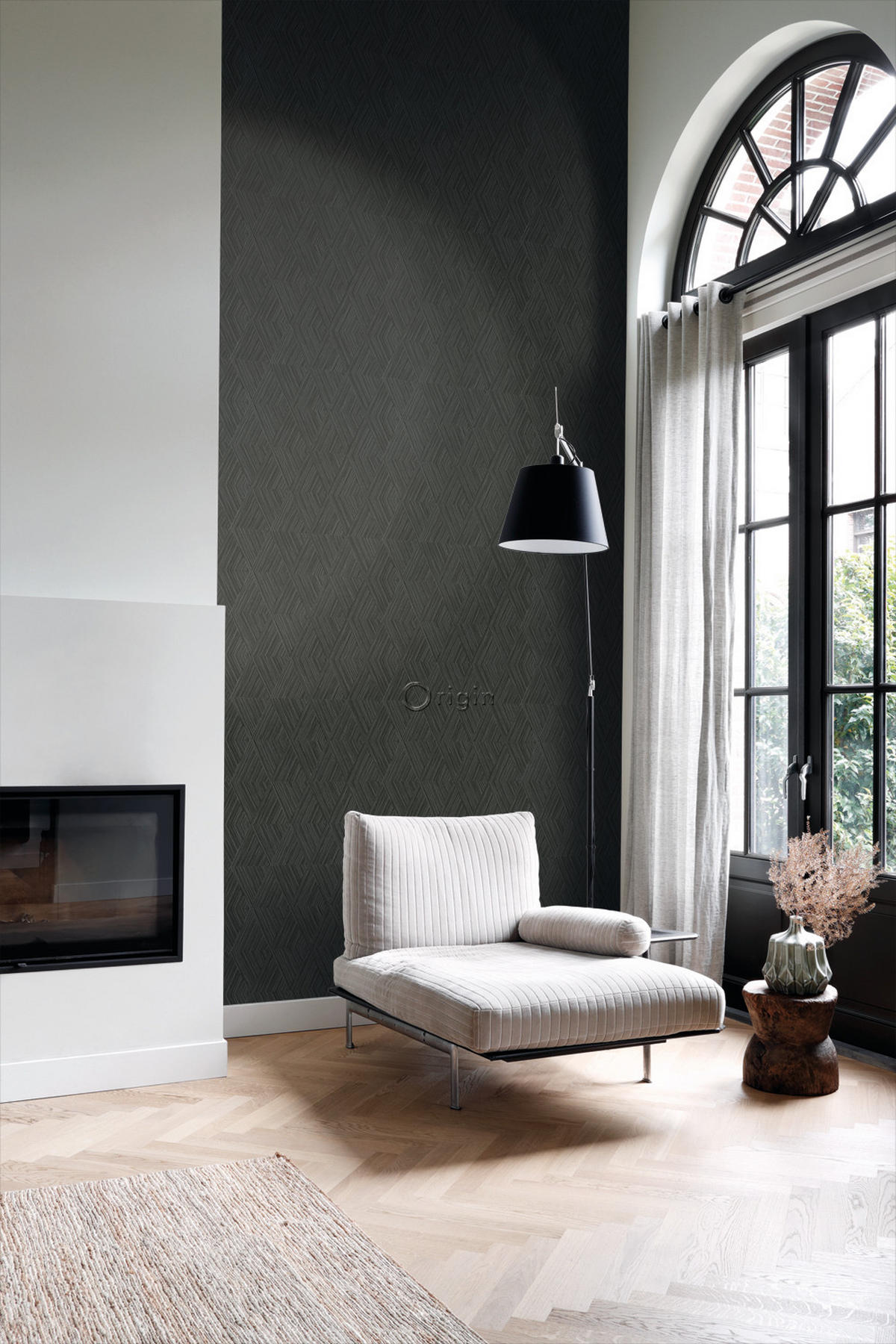 TAPETE 3D-Muster 50 x 900 cm - Schwarz, Papier (50/900cm) - Origin Wallcoverings