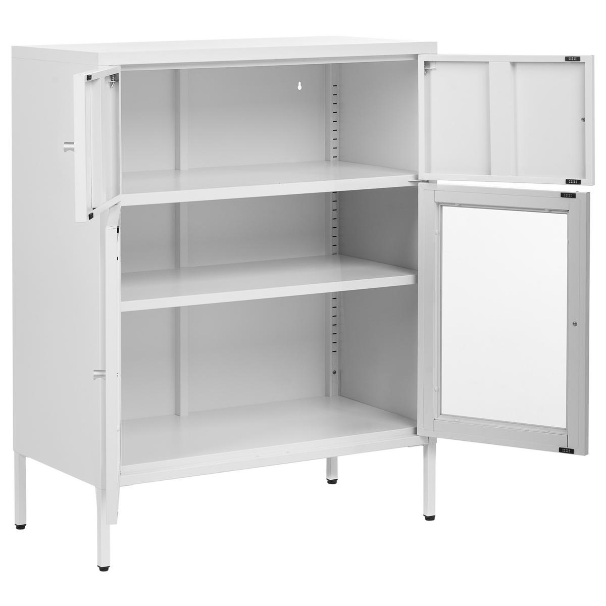 SIDEBOARD se skleněnými dveřmi Kov 80 cm Bílý Esholt - bílá, kov (80/102/40cm) - Beliani