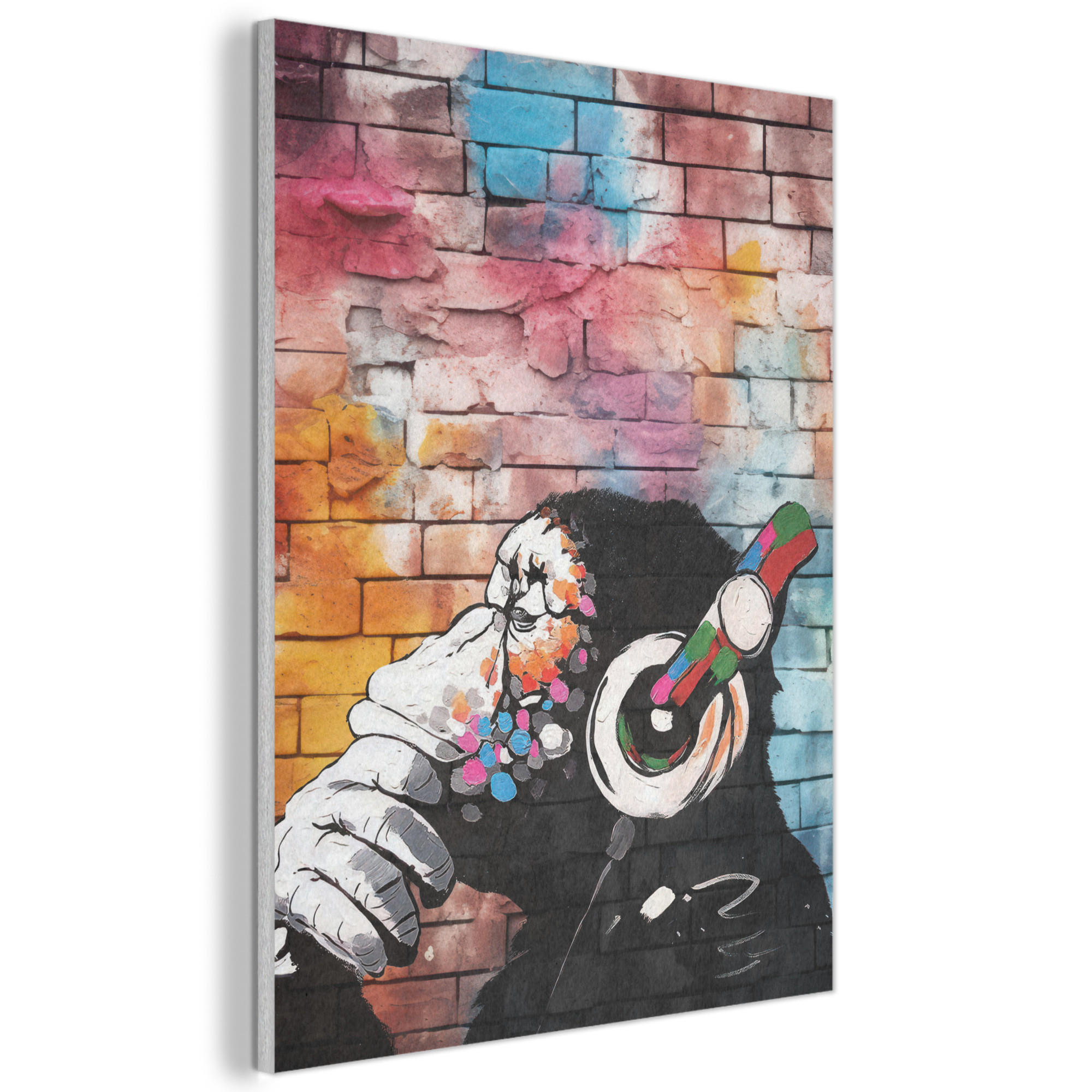 MuchoWow AKUSTICKÝ obraz Opice - Graffiti - Hudba 60x80 cm