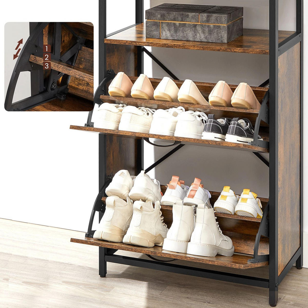 SCHUHSCHRANK - Braun, Holzwerkstoff (30/95/60cm) - Hansiro