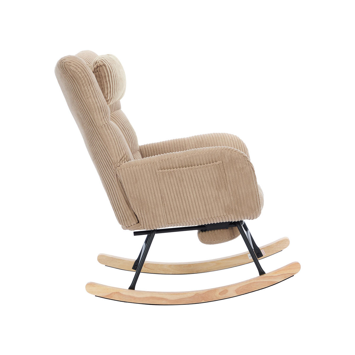 SCHAUKELSTUHL 102/65/92 cm, hoher Rücken 59 cm, Cordstoff, mit Nackenkissen, Braun - Braun, Textil (65/92/102cm) - Redom