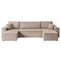WOHNLANDSCHAFT Gepolstertes CARLO U Cord mit Schlaffunktion und Bettkasten, Poso 02 - Beige, Textil (315/83/143cm) - Lookway