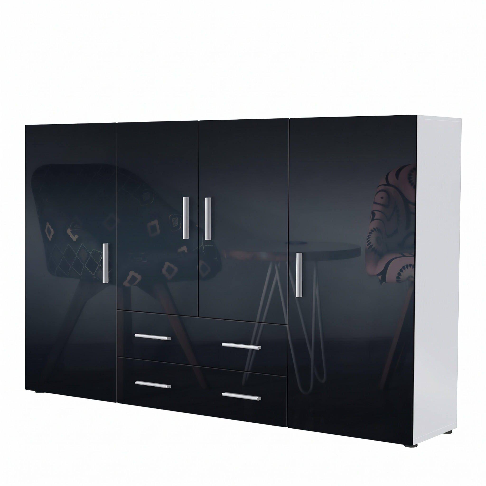 HIGHBOARD Nora Front in Schwarz Hochglanz - Schwarz Hochglanz, Holzwerkstoff (166/106/35cm) - Vladon