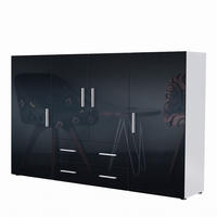 HIGHBOARD Nora Front in Schwarz Hochglanz - Schwarz Hochglanz, Holzwerkstoff (166/106/35cm) - Vladon