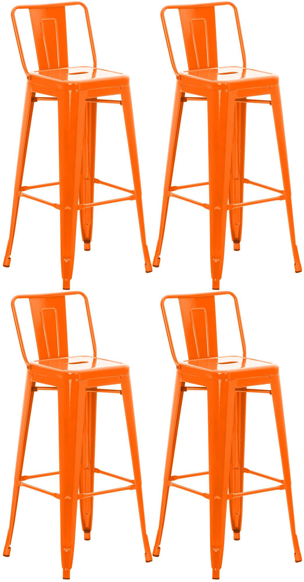 BARHOCKER 4er Set Metall Orange - Orange, Metall (44/96/43cm) - CLP