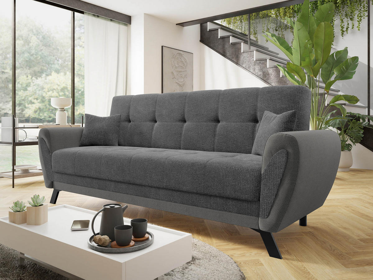 SCHLAFSOFA Kaja - Dunkelgrau/Schwarz, Holz/Textil (228/93/90cm) - MIRJAN24