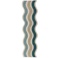 LÄUFER handgetuftet MONNOW, in Natur-Blau, Wellenstreifen, 80 x 300 cm - Beige, Textil (80/300cm) - KADIMA DESIGN