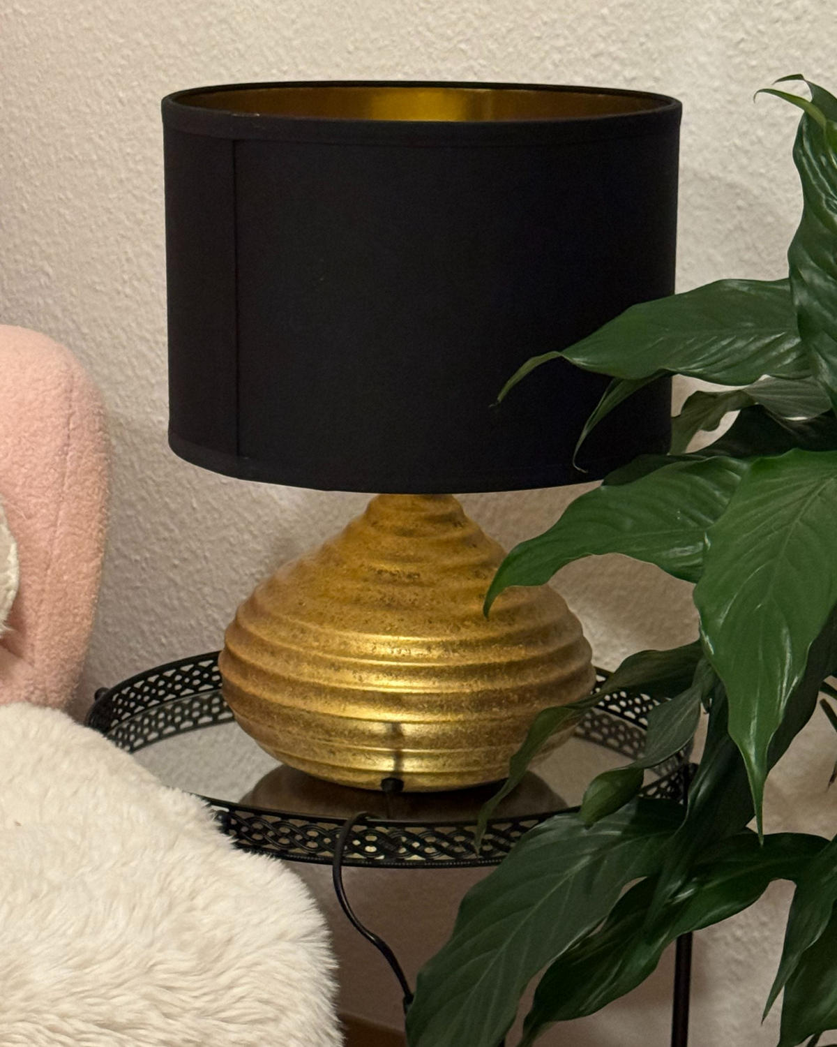 TISCHLAMPE Kuban 32/32/42 cm - Goldfarben, Keramik (32/32/42cm) - Beliani