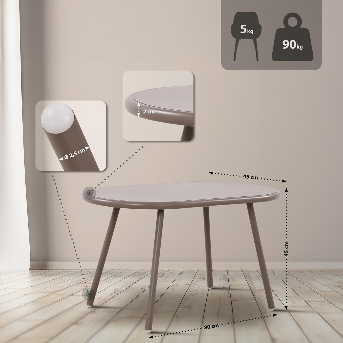 GARTENSITZGRUPPE Kunststoff Taupe (3-teilig) - Taupe, Kunststoff - CLP
