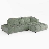 ECKSOFA BARI Rechts Hellgrün Chenille-Stoff L-Form Couch mit Schlaffunktion & Bettkasten - Schwarz/Grün, Holz (280/170cm) - Barchello
