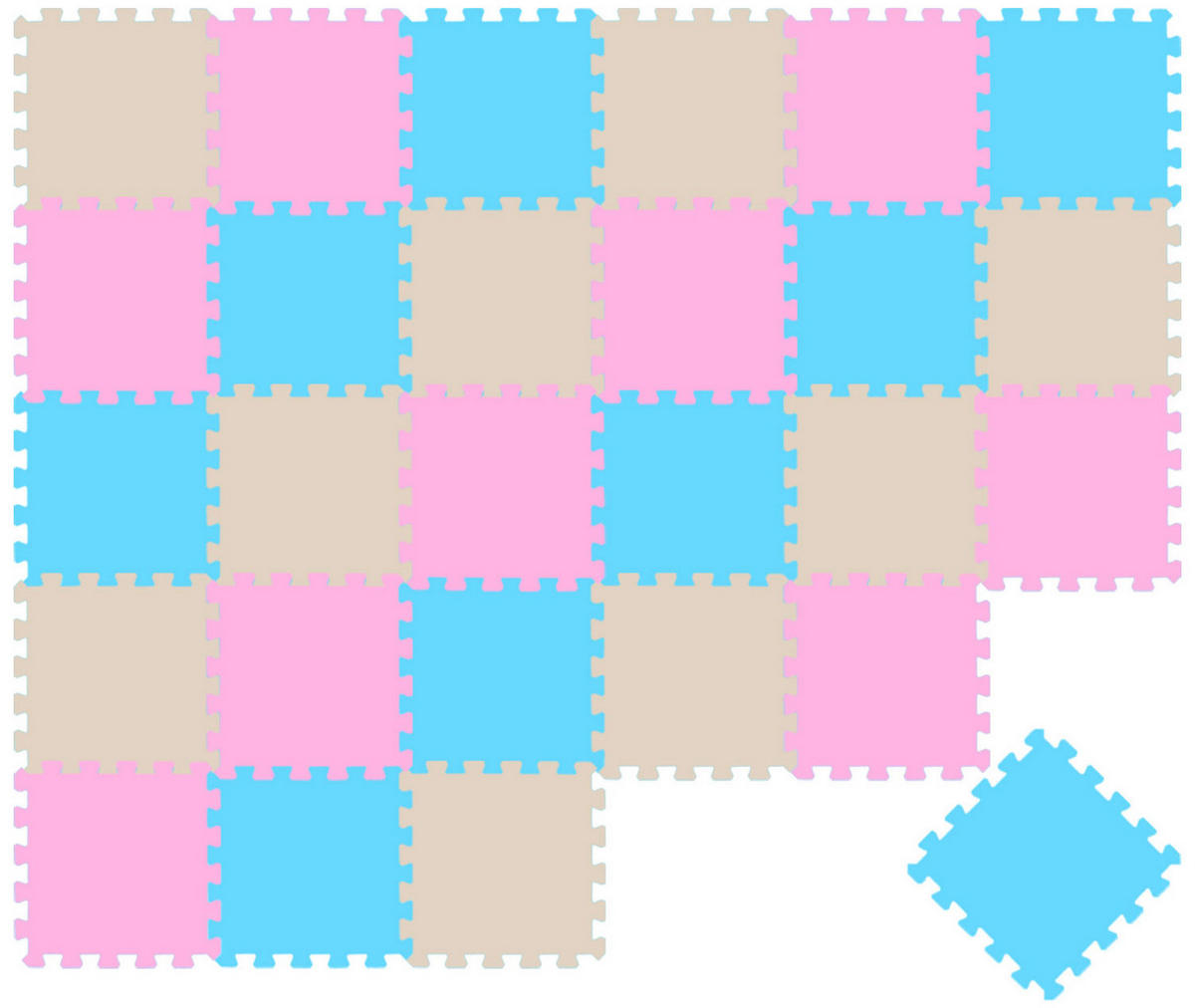 SPIELMATTE ab Null 270/90 cm Puzzlematte Hellblau - Multicolor, Kunststoff (30/30cm) - Littletom