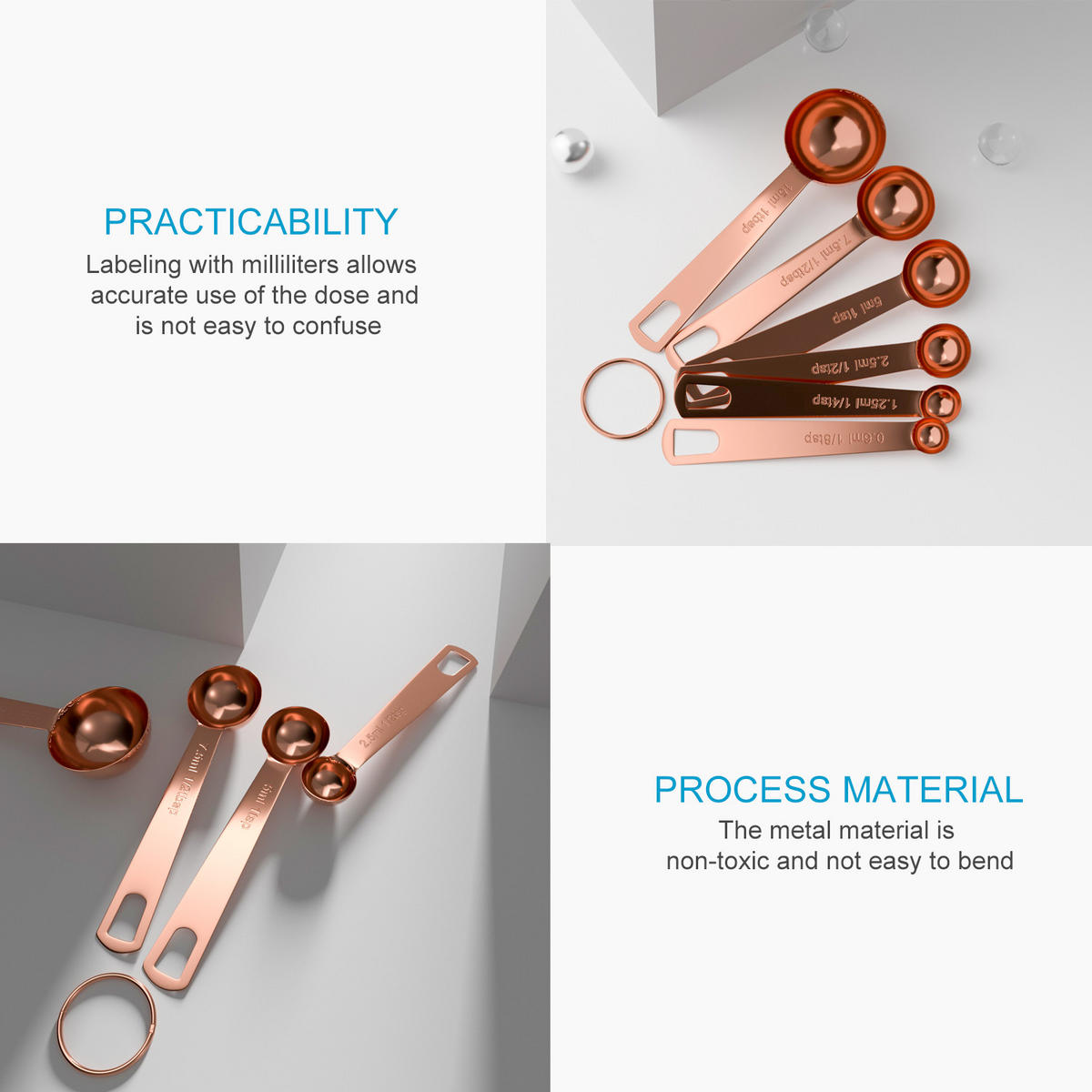 MESSLÖFFEL SET (6-tlg.) - Roségold, Metall (0.015L) - Intirilife