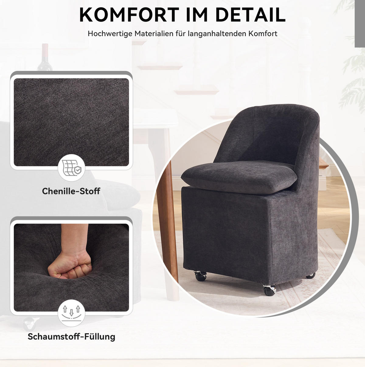 ESSZIMMERSTUHL 2er-Set drehbar 53 x 53,5 x 78,5 cm Grau - Grau, Metall (53/78.5/53.5cm) - Meubliv