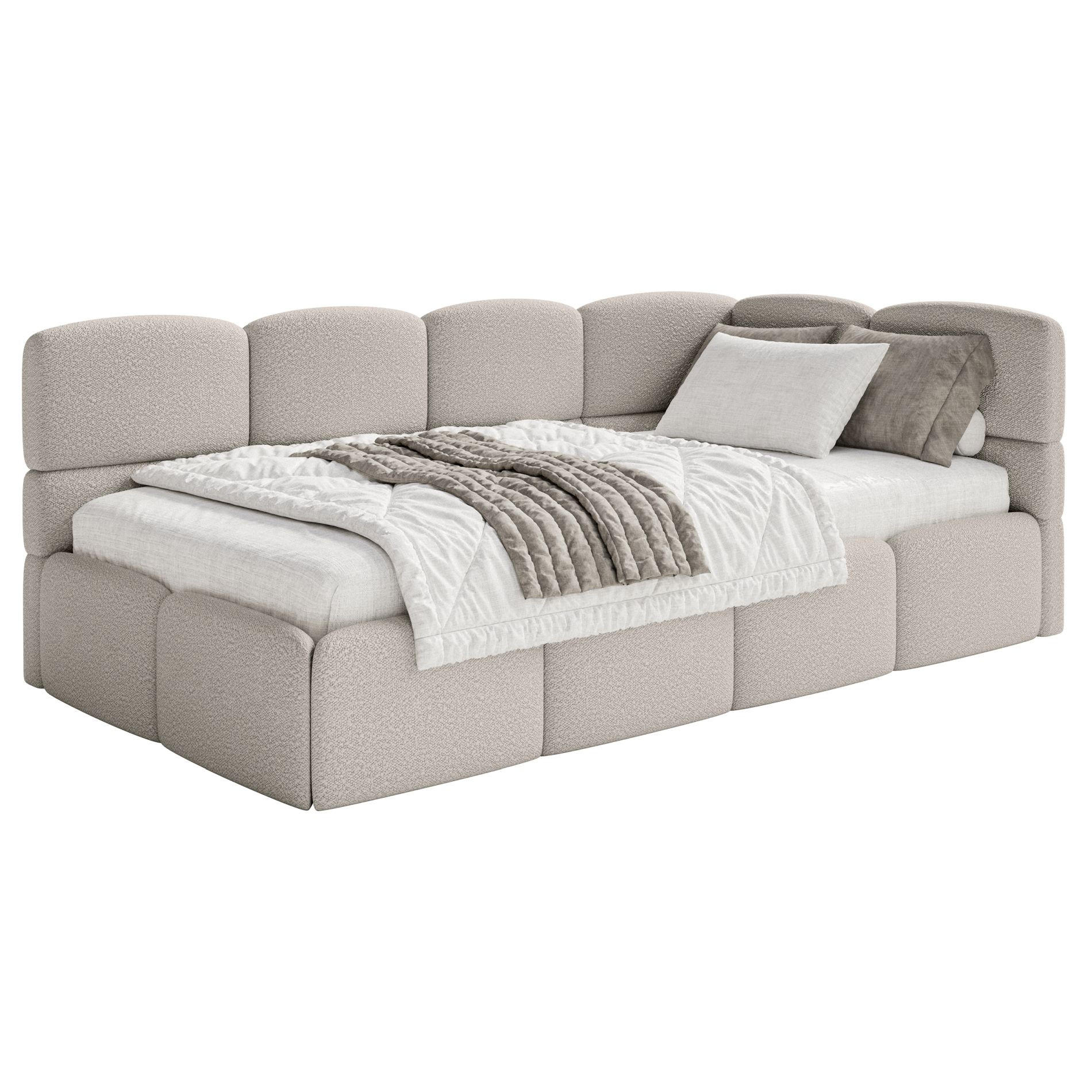 JUGENDBETT Cloudy rechts Bouclé Greige - Taupe, Kunststoff/Textil (90/200cm) - Selsey