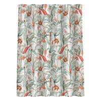 DUSCHVORHANG Tigerlilie und Kraniche in Botanik 180/180 cm - Türkis, Textil (180/180cm) - Bilderwelten