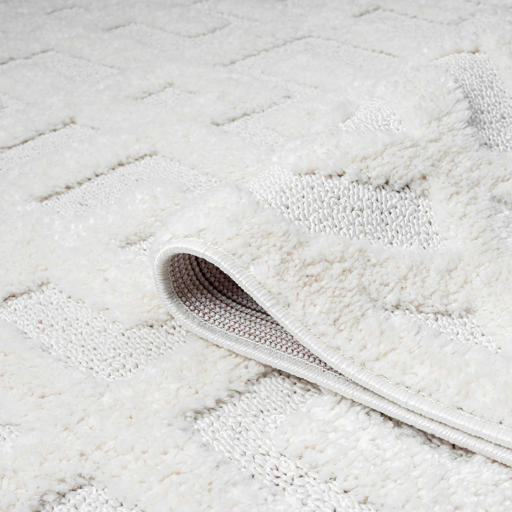 Thumbnail - carpet city Hochflor-Teppich, Creme, Textil, Grafikmuster, Rechteckig, 140x200 cm, Oeko-Tex® Standard 100, für Fußbodenh...