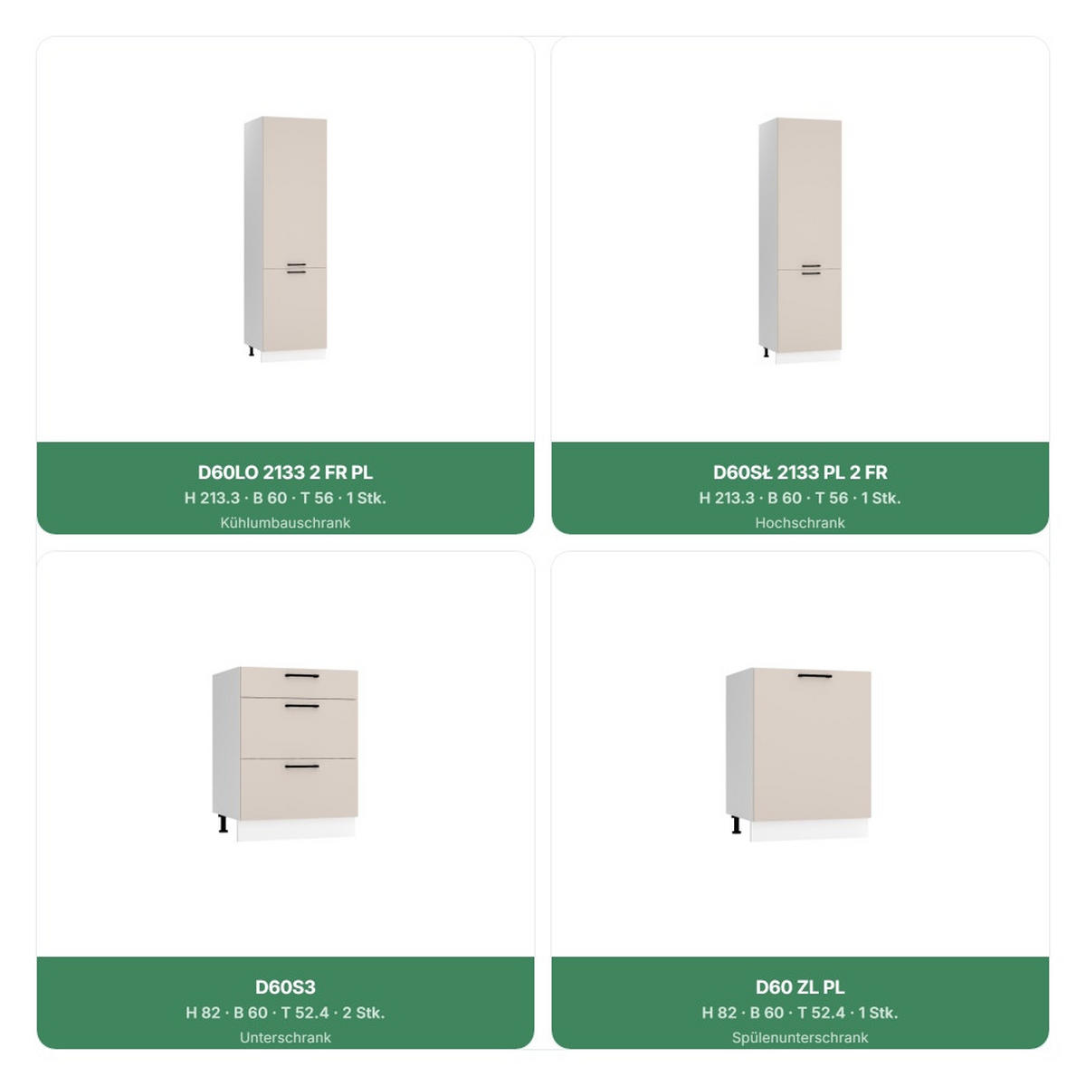 KÜCHENZEILE 420 cm - IRMA & MAX KS5-G420 - in Weiß / Beige - Beige/Schwarz, Holz/Holzwerkstoff (420/213.3/56cm) - Royal24_Markt