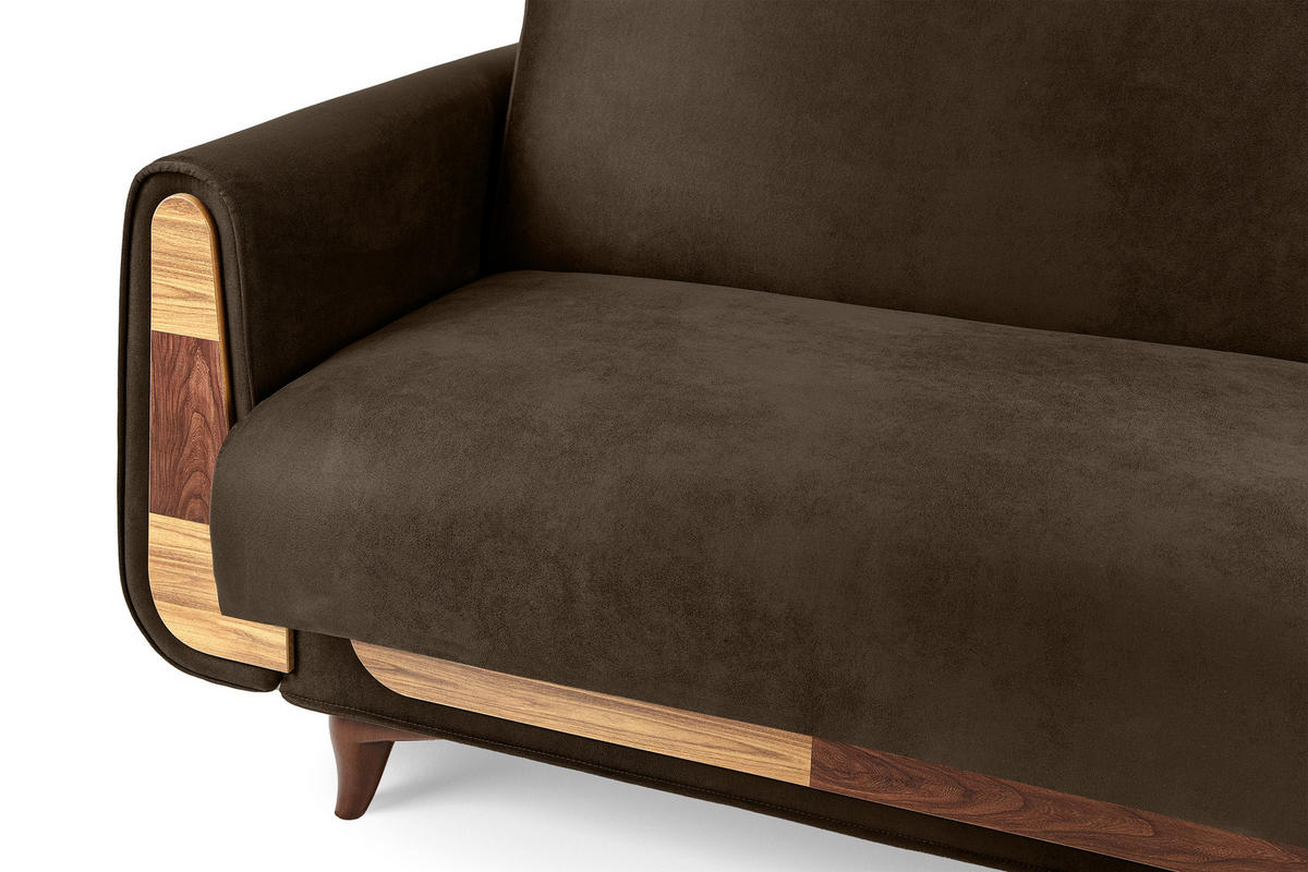 3-SITZER-SCHLAFSOFA GUSTAVO II mit Armlehnen, Braun - Braun, Holz/Holzwerkstoff (230/98/98cm) - KONSIMO®