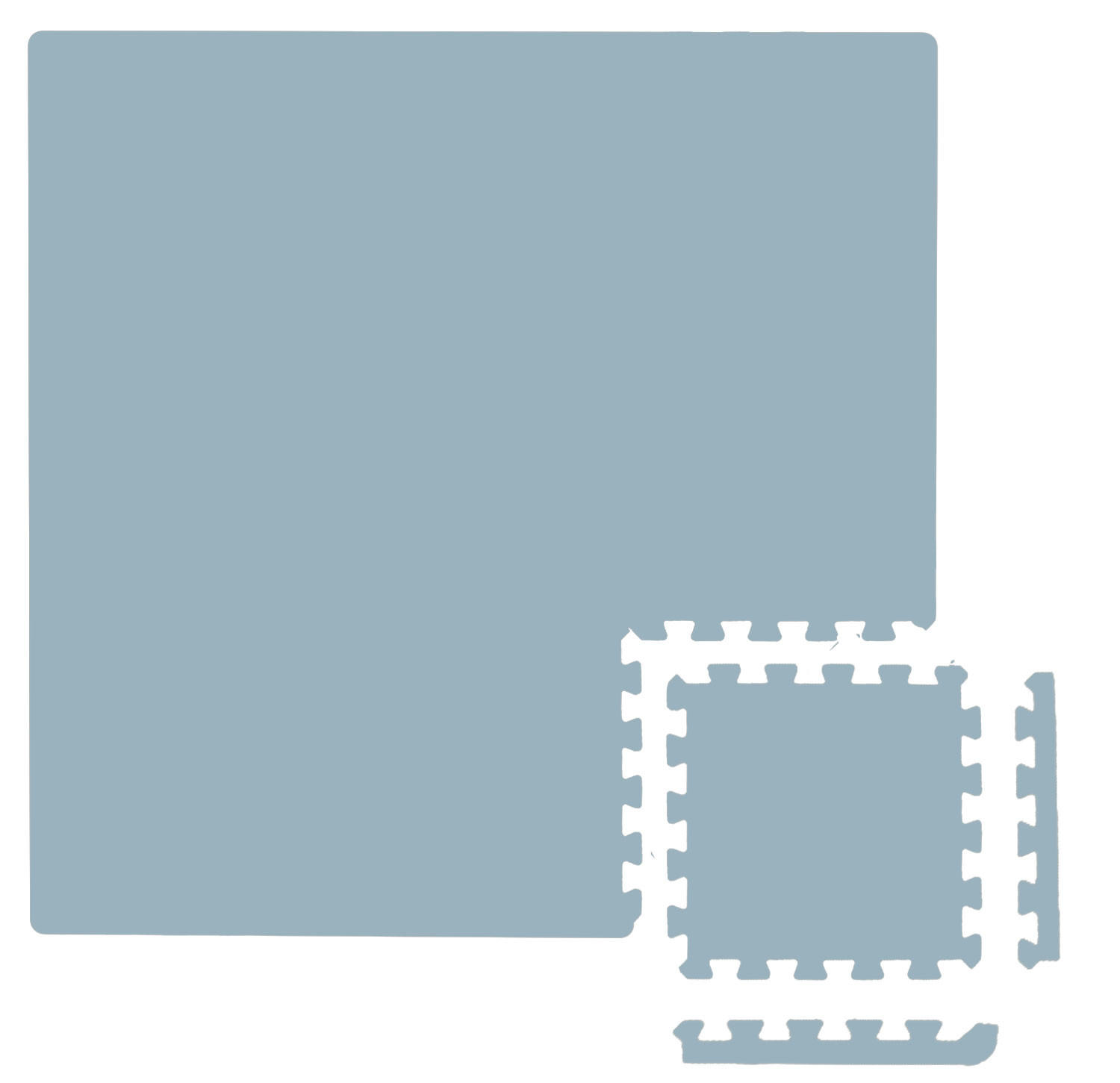 SPIELMATTE ab Null - 90/90/1 cm Puzzlematte mit Rand Blaugrau - Blau, Kunststoff (30/30cm) - Littletom