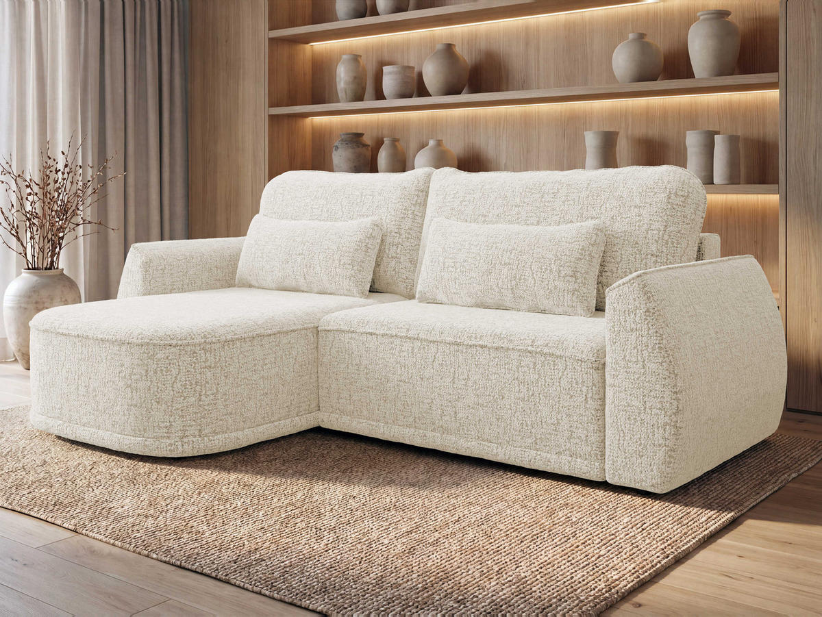 ECKSCHLAFSOFA Lorenzo - Creme/Schwarz, Holz/Kunststoff (260/165cm) - MIRJAN24