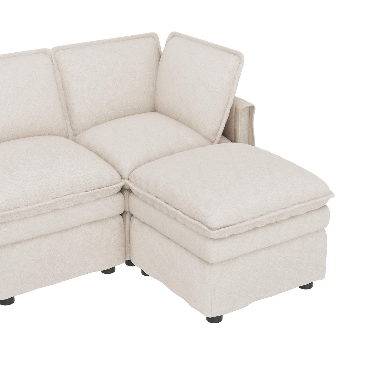 ECKSOFA DE-33261 XXL modular U-/L-Form mit Hocker Beige - Beige, Holzwerkstoff (344/127cm) - ComfortXL