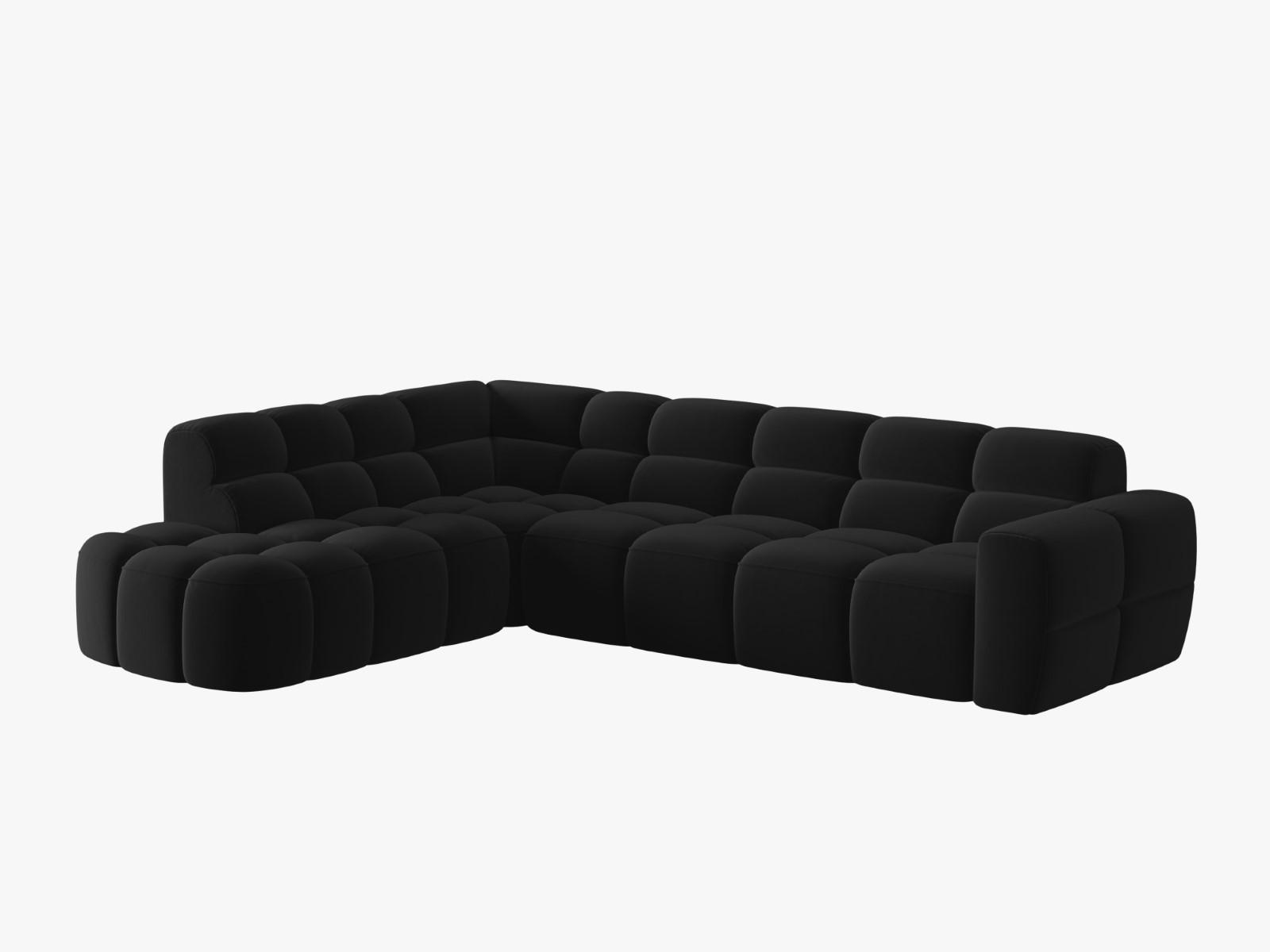 ECKSOFA links Lisa aus Samt schwarz 5 Sitzplätze - Schwarz, Textil (234/293cm) - Micadoni