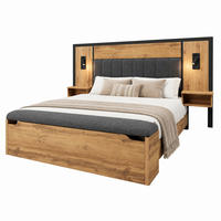BETT mit Leselampen und Stauraumbank 180x200 cm Eiche - Braun, Holzwerkstoff (180/200cm) - Beauniv