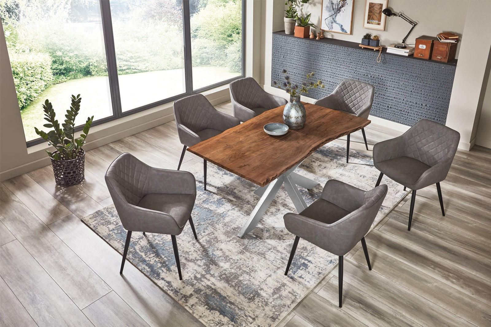 ESSTISCH BENNI - Silberfarben/Braun, Holz/Metall (80/140/77cm) - SAM