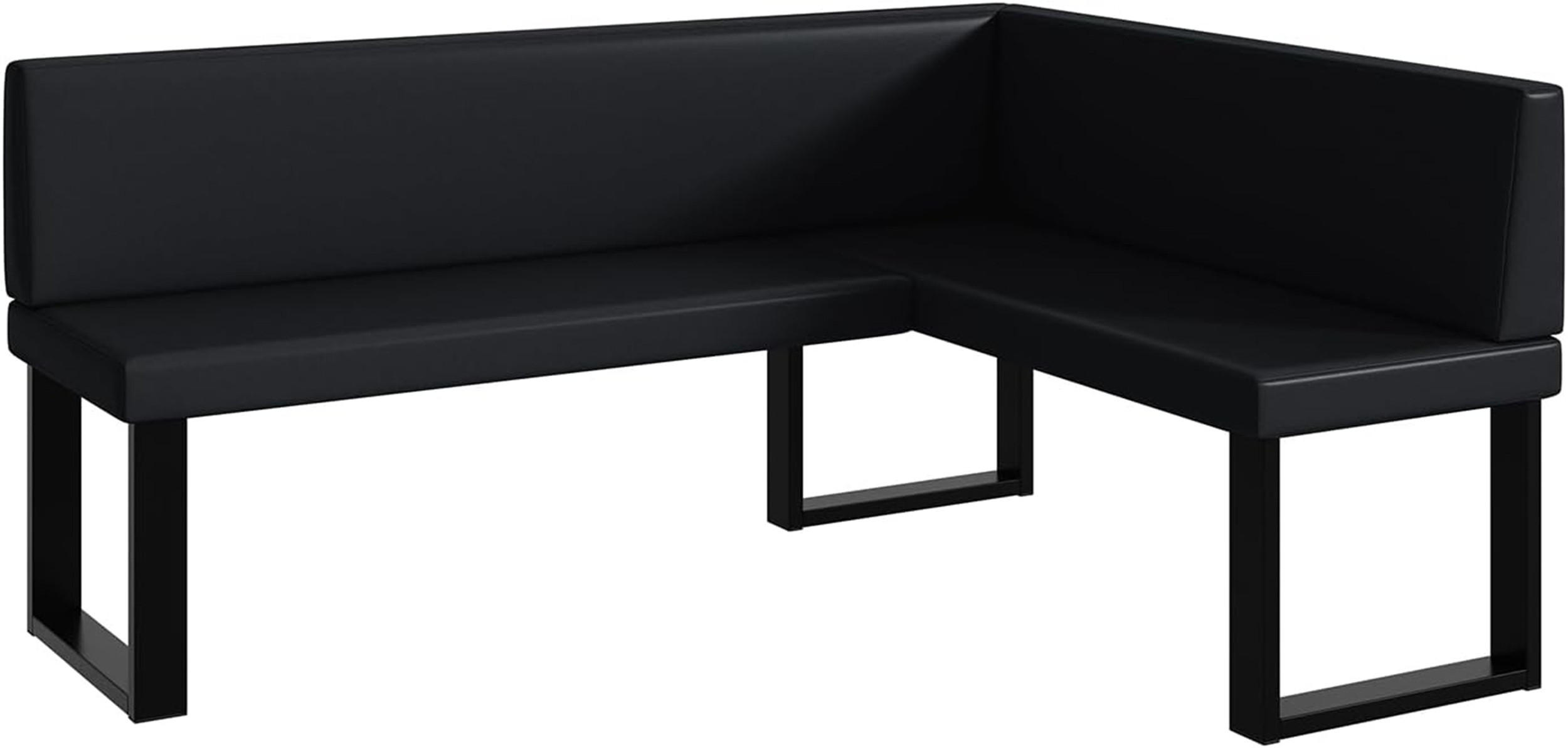 ECKBANK TONI_U - Schwarz, Leder (128/168cm) - Meblini