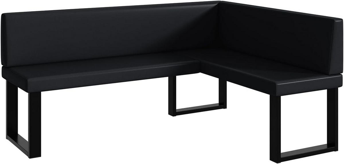 ECKBANK TONI_U - Schwarz, Leder (128/168cm) - Meblini