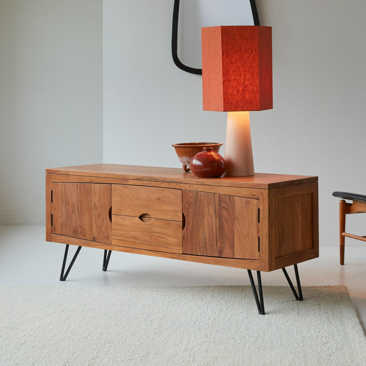 TV-SCHRANK Bonnie Dunkelbraun aus Akazie - Dunkelbraun, Holz (150/62/45cm) - Tikamoon