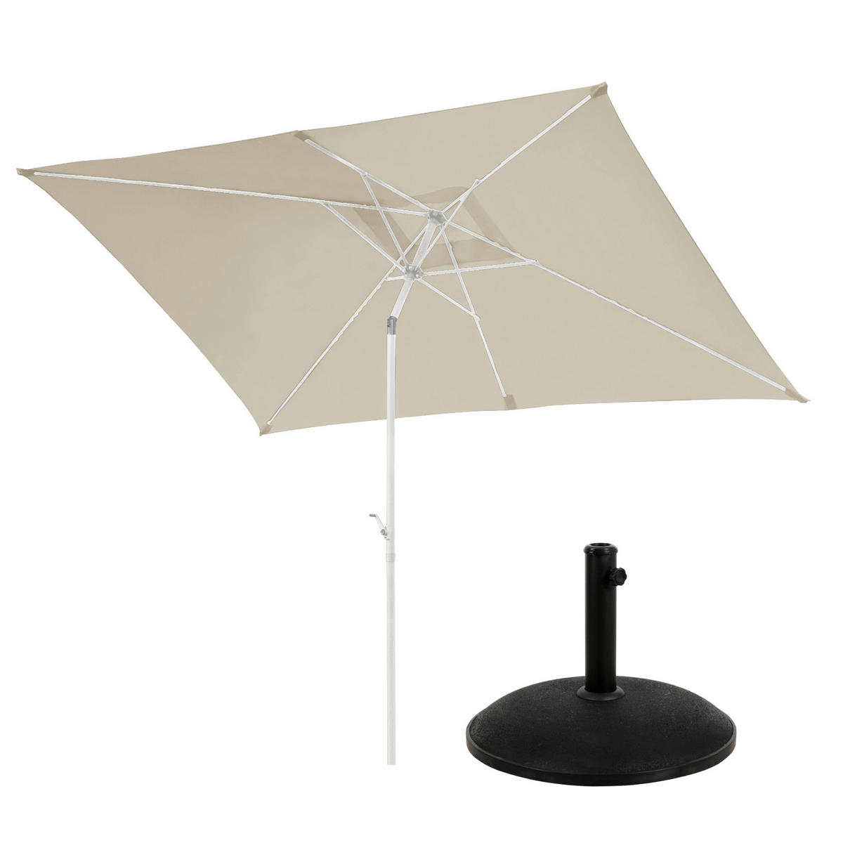 SONNENSCHIRM Set mit Ständer Beige - Beige, Textil (200/300cm) - SVITA