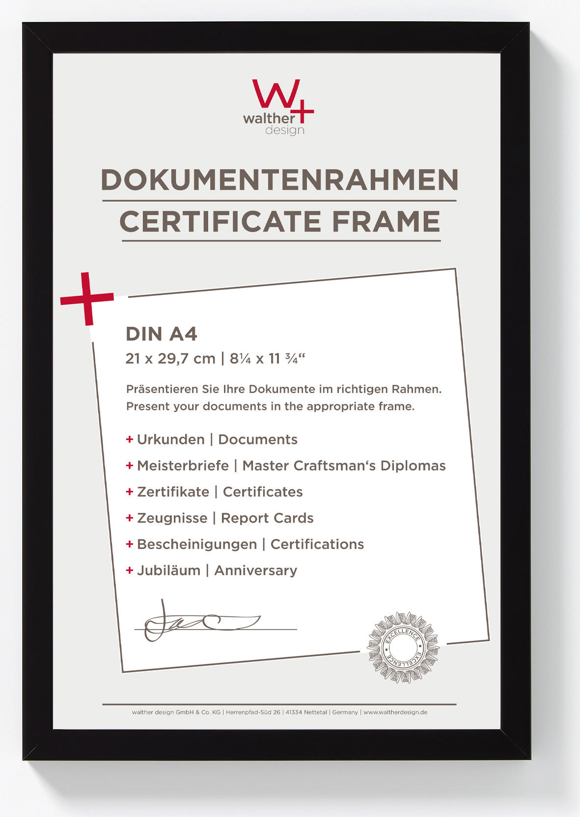 BILDERRAHMEN Peppers Holzrahmen 21x29,7 Schwarz - Schwarz, Holzwerkstoff (22.9/32/1.5cm) - walther design