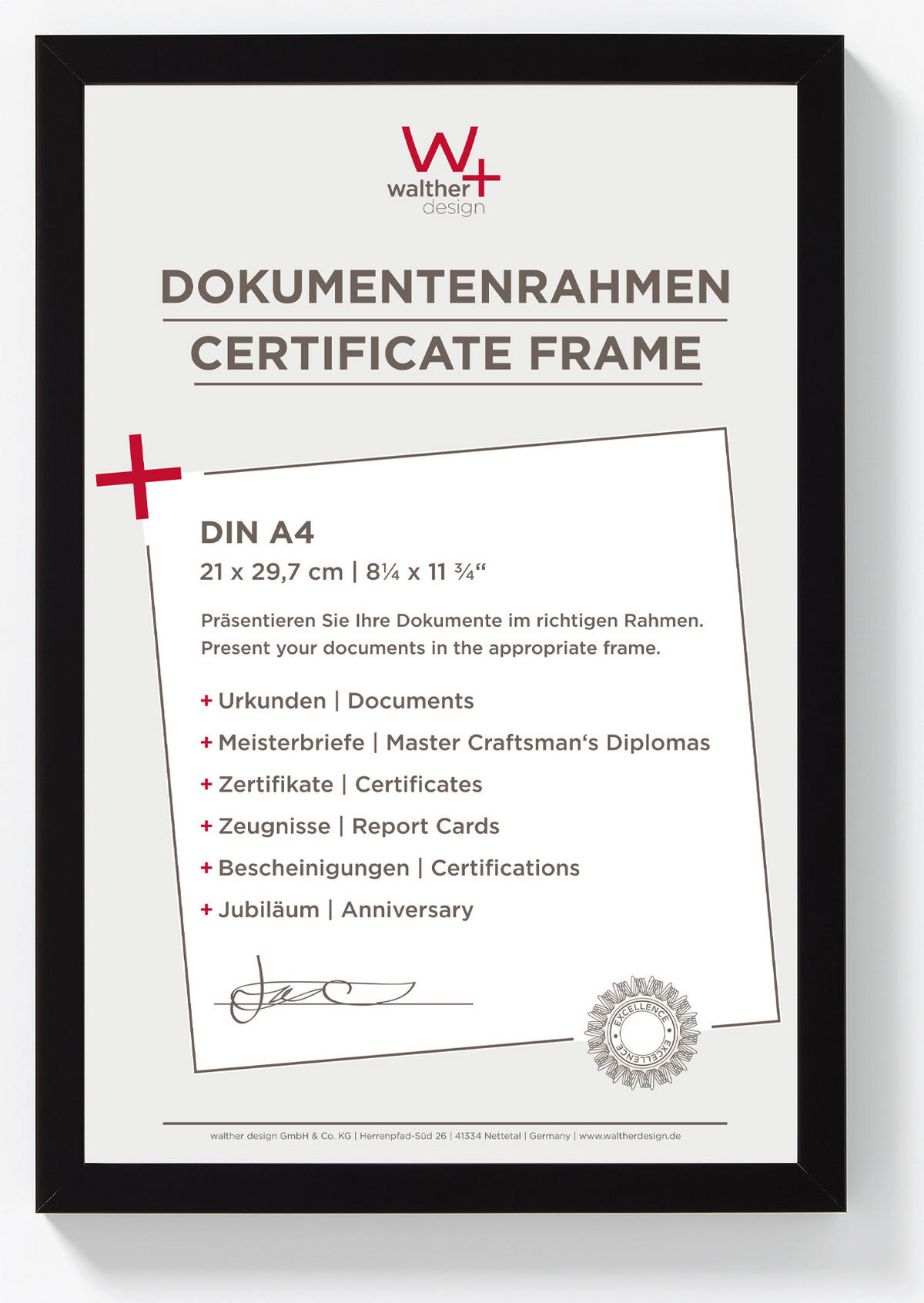 BILDERRAHMEN Peppers Holzrahmen 21x29,7 Schwarz - Schwarz, Holzwerkstoff (22.9/32/1.5cm) - walther design